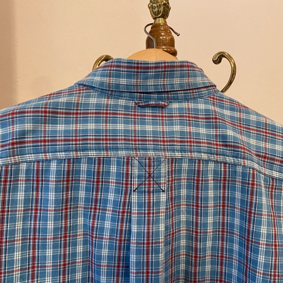 MENS MED EDDIE BAUER RED,WHITE,BLUE BUTTON DOWN - Picture 5 of 6